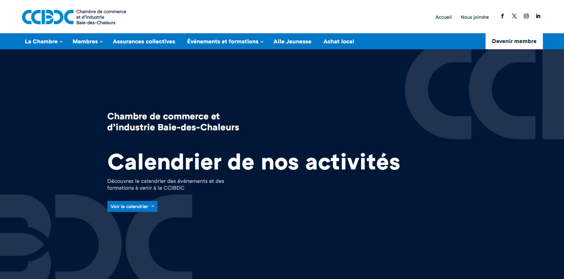 Page d'accueil du site web de l'auberge miguasha